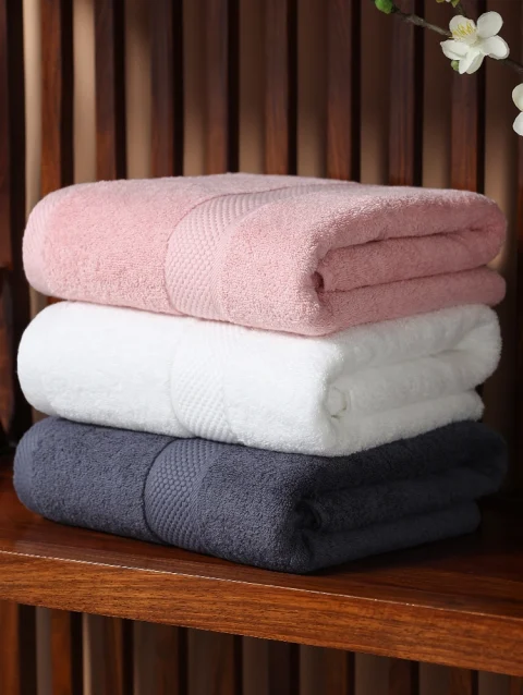 dobby border bath towels